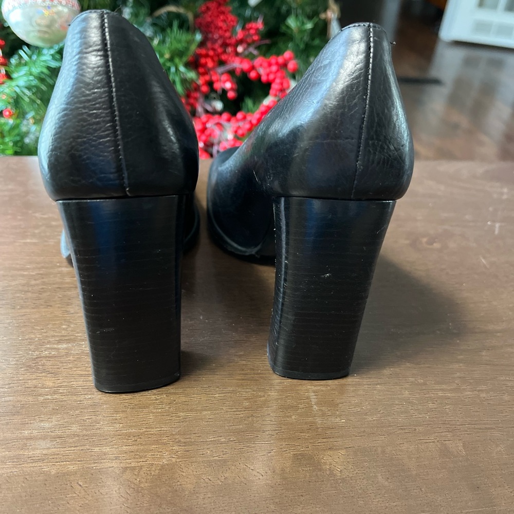 Gucci Black Square Toe Leather Heels 6 1/2 - Picture 3 of 11